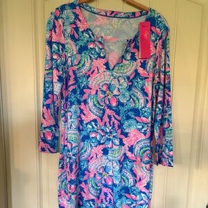 Lilly Pulitzer Nadine Dress Medium Blue Tang Sitting Seaside NWT